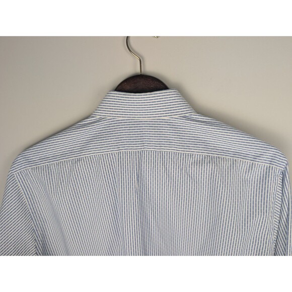 Van Heusen Men's Regular Fit Pinstripe Long Sleeve Dress Shirt Blue 16 34/35 - Picture 6 of 13